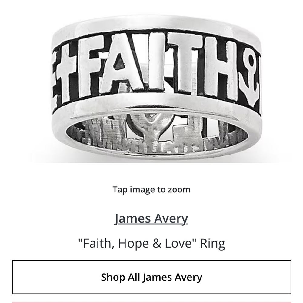 Faith Hope & Love Retired Silver James Avery Ring